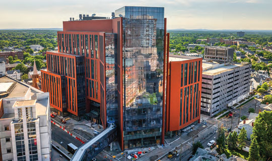 aerial photo of the Jack & Sheryl Morris Cancer Center in New Brunswick, NJ