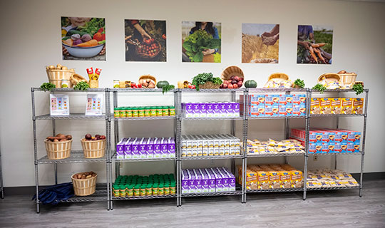 food shelves at the Food Farmacy at Robert Wood Johnson University Hospital Hamilton
