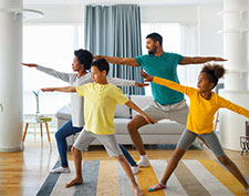 family stretching together