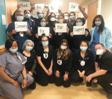 Emergency Department staff members show their thanks for the community’s support