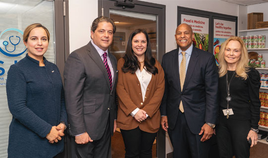 Balpreet Grewal-Virk, Mark E. Manigan, Nicole Fields, Darrell K. Terry, Sr. and Barbara Mintz, RD at the Saint James Health Food Farmacy