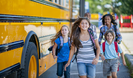 group of kids and teens back to school