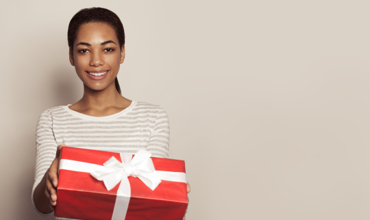 Woman giving a gift