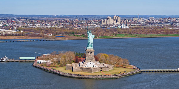 Statue of Liberty and Jersey City skyline